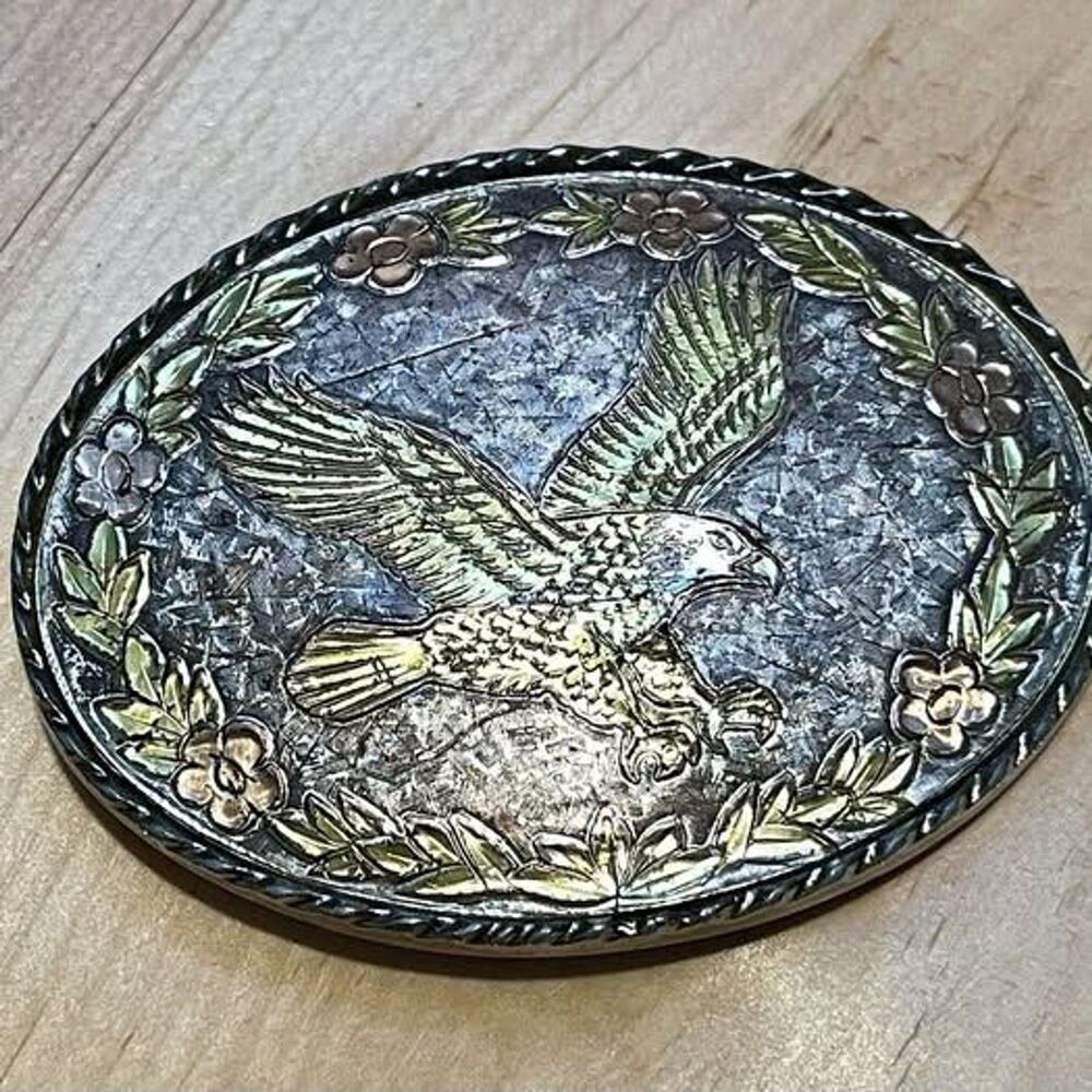 Vintage BOM Eagle Belt Buckle Made in USA Mixed Metal Biker Western Cowboy